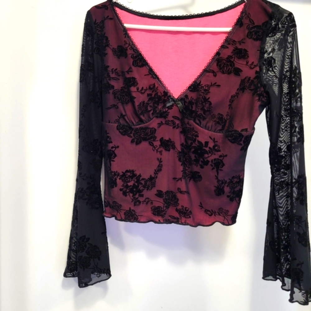SHEIN Black Floral Lace Blouse